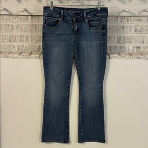 American Eagle Outfitters Dark Blue Kick Cut Jeans 8 Short